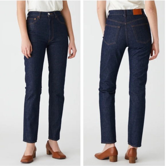 MOUSSY Plain High Rise Slim Straight Jeans in DARK BLUE SIZE 25 - Picture 3 of 11